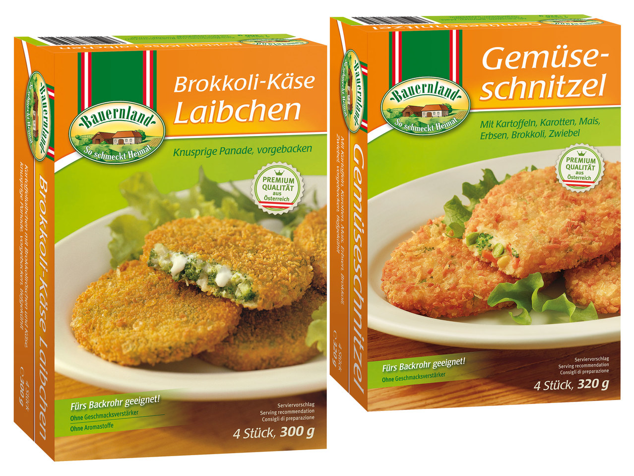 BAUERNLAND Gemüse-Laibchen/Gemüse-Schnitzel