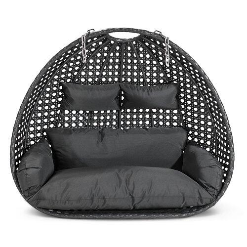 HOME DELUXE TWIN DELUXE Polyrattan Hängesessel mit Regenabdeckung Schwarz