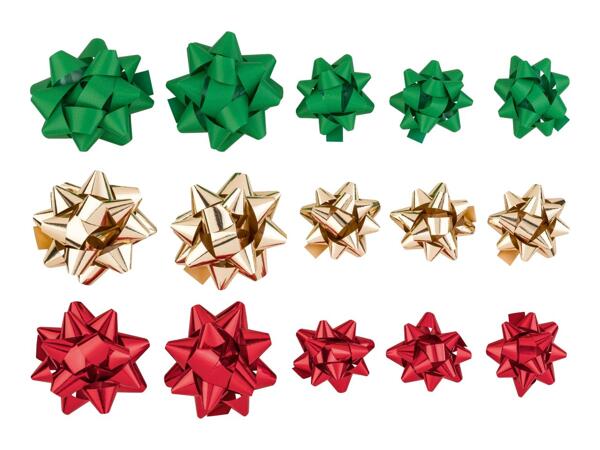 Crelando Green / Gold / Red Gift Bow Set - 15 Pack