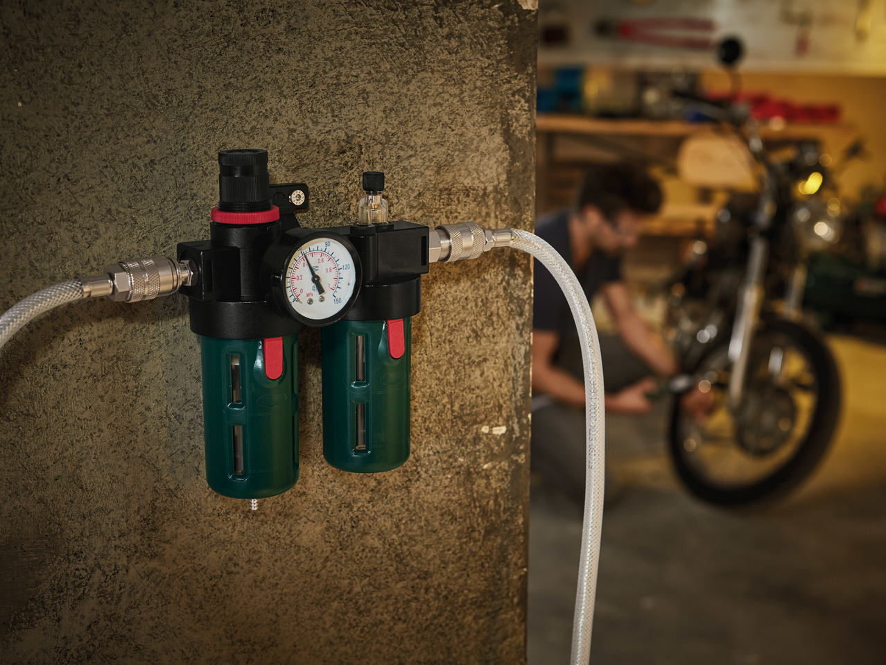 Parkside Air Hose Reel or Air Filter Regulator and Lubricator1