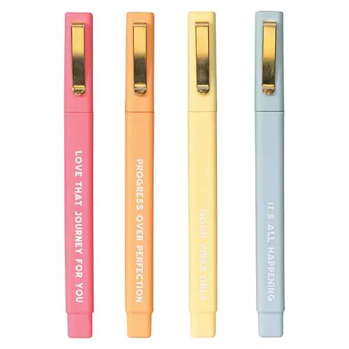 4 Pack Black Ink Quote Pens - Positive