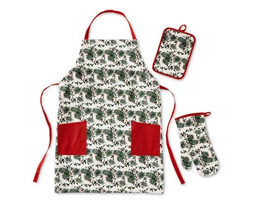 Merry Moments 
 3-Piece Apron, Oven Mitt and Potholder Set