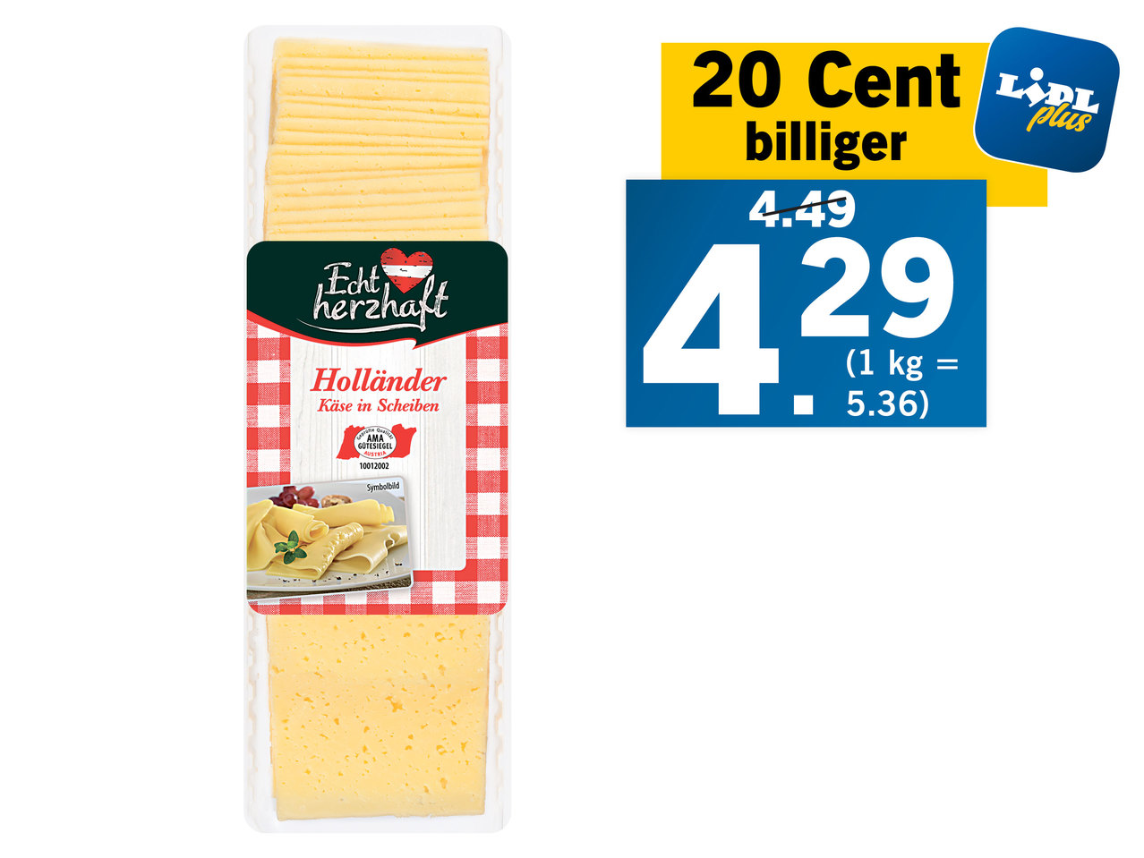 ECHT HERZHAFT Käse nach Holländer Art in Scheiben