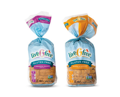 liveGfree Cinnamon Raisin or Seeds & Grains Gluten Free Bread