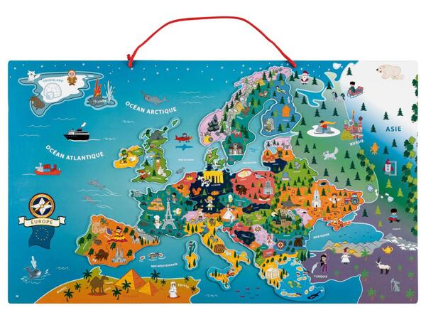 Carte du monde ou d'Europe magnétique en bois