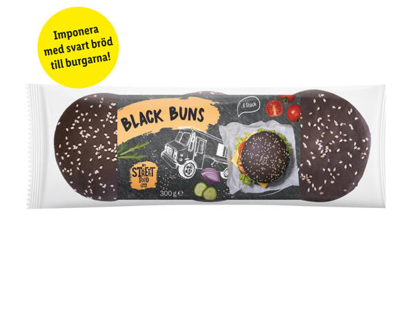 Svarta hamburgerbröd