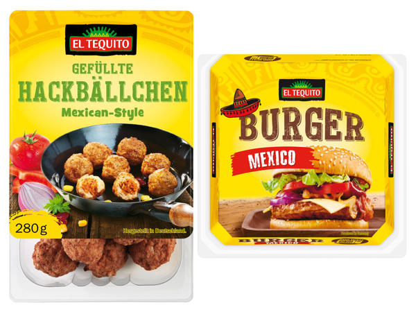 EL TEQUITO Gefüllte faschierte Bällchen/Mexiko Burger