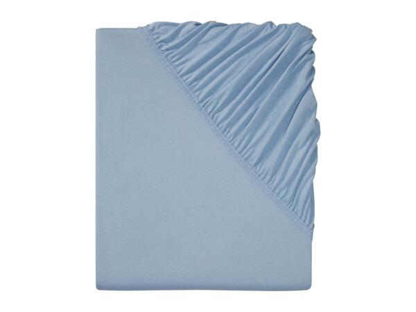 Livarno Home Blue Jersey Fitted Bed Sheet - Single