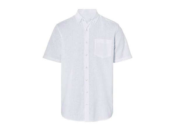 Livergy Men's Linen Blend Short Sleeve Shirt - White