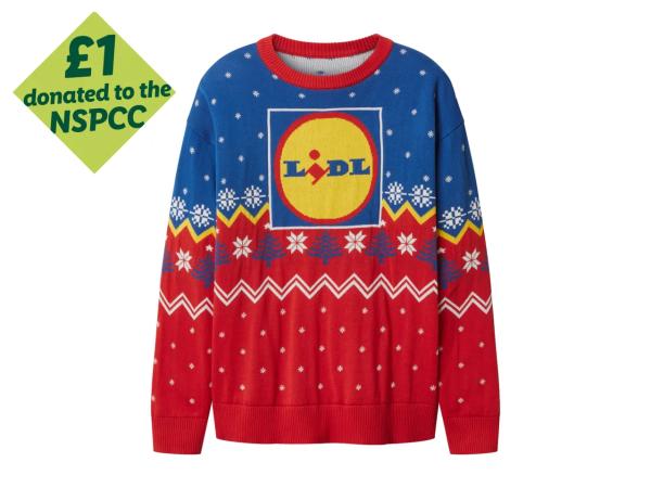 Ladies' Blue & Red Lidl Christmas Jumper