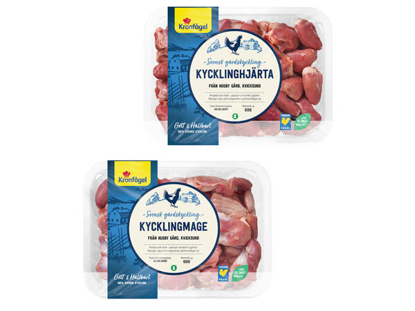 Kronfågel kycklinghjärta/ kycklingmage