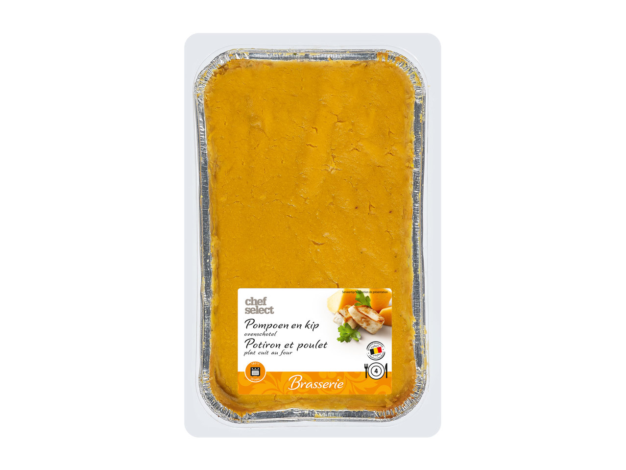 Purée de potiron et poulet cuit au four