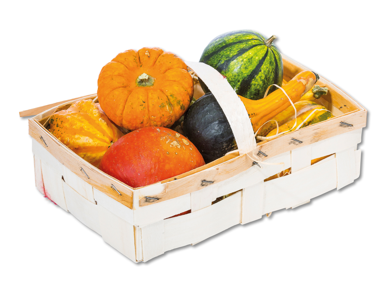 Coloquintes dans une cagette en bois