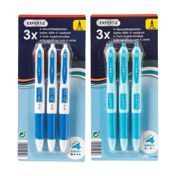 Vierkleurenbalpennen, 3 st.