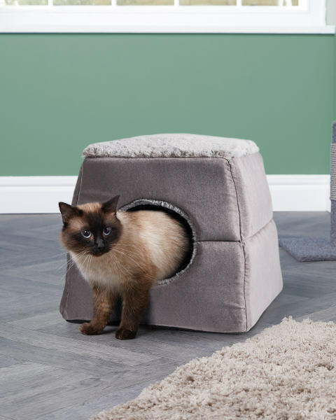 Pet Collection Grey 2-In-1 Cat Cave