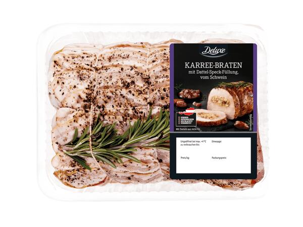 Frisches Schweinskarree mit Dattel-Speck-Füllung
