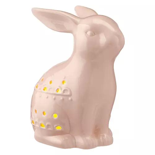 LED Ceramic Bunny - Pink Sitting Bunny