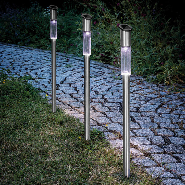 Edelstahl-Gartenlampe 3er-Set