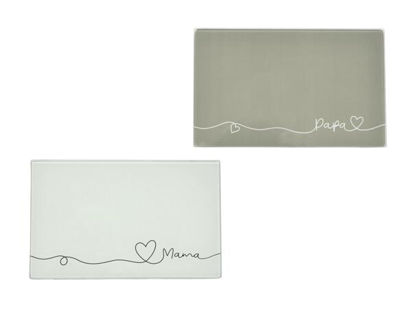 Planche à découper en verre Maman/Papa (action valable uniquement en Suisse alémanique)