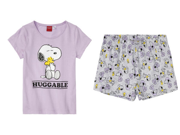 Girls' Short Pyjama Set "Peanuts, Spirit, LOL"