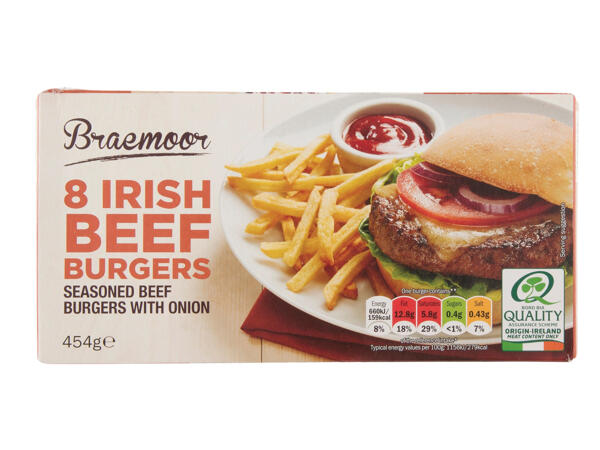 8 Irish Beef Burgers Seasoned With Onion