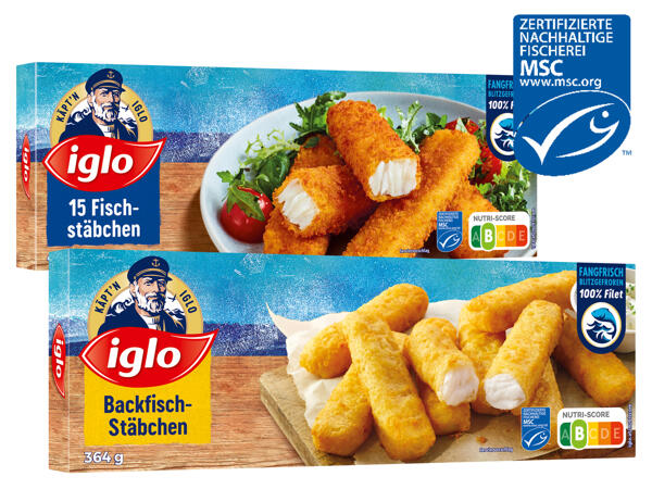 Iglo MSC Fischstäbchen, Brezel-Fischstäbchen oder Backfisch-Stäbchen
