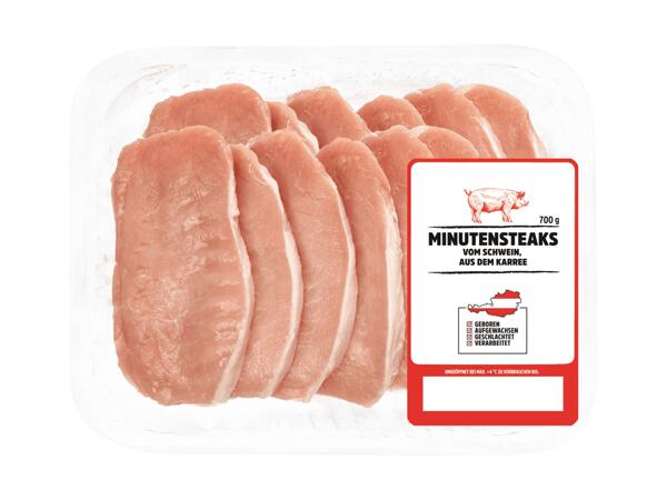 Frische Minutensteaks vom Schwein