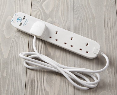4 Socket and 2 USB Extension Lead