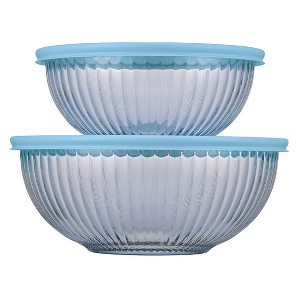 Crofton Light Blue Tinted Bowl Set with Lids