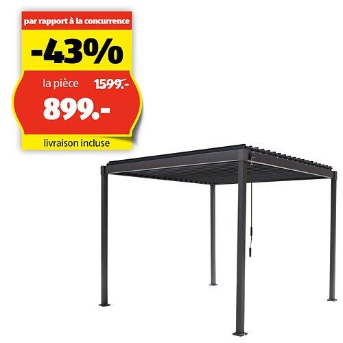 SORARA OUTDOOR LIVING Pergola avec toit à lamelles, Mirador 80, 3 x 3 m