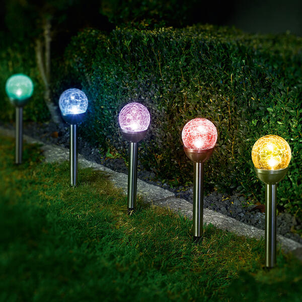 XXL-LED-Solarkugel "Crashglas" 4er-Set