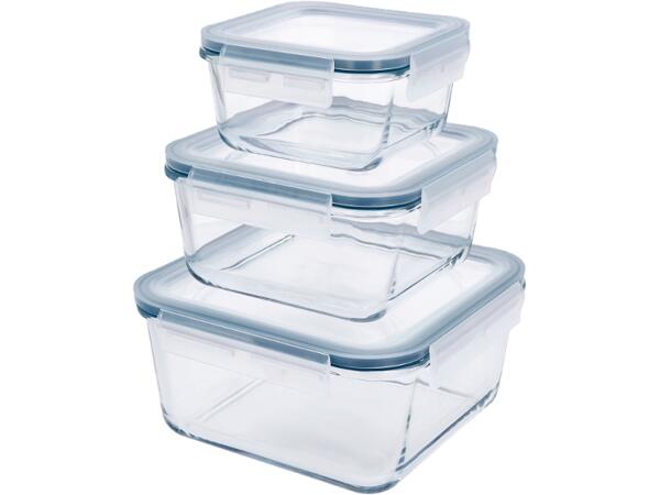 Glass Food Storage Containers, 3 pieces