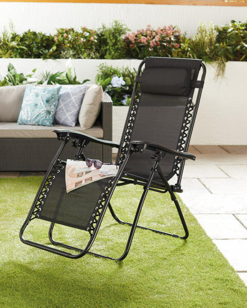 Black/Silver Reclining Sunlounger