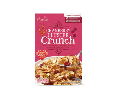 Millville Maple or Cranberry Cluster Crunch Cereal