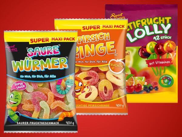 Saure Würmer/​Pfirsich Ringe/​Lollies