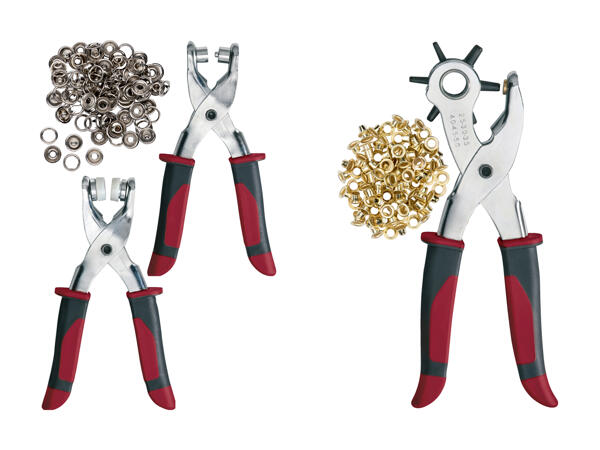 Set avec pince perforatrice et pince à œillets, 128 pièces
