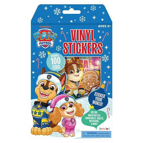 100 Reusable Vinyl Stickers - Holiday Paw Patrol