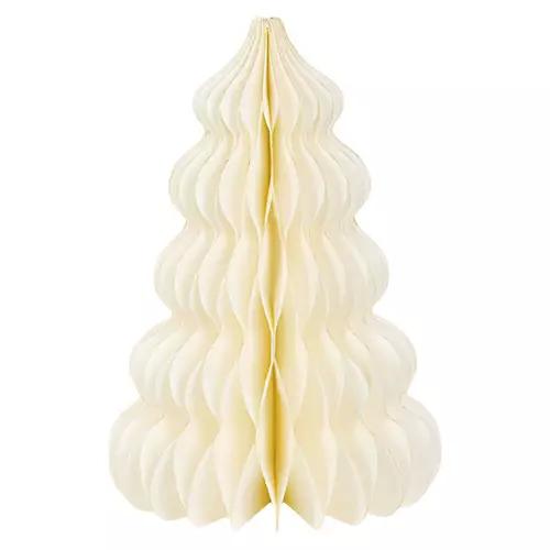 Set of 2 Holiday Paper Trees, Cream with Gold Accent