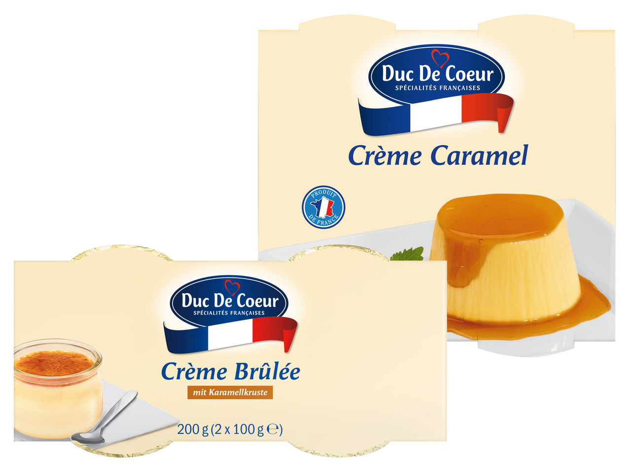 DUC DE COEUR Crème Brûlée 2er/Crème Caramel 4er