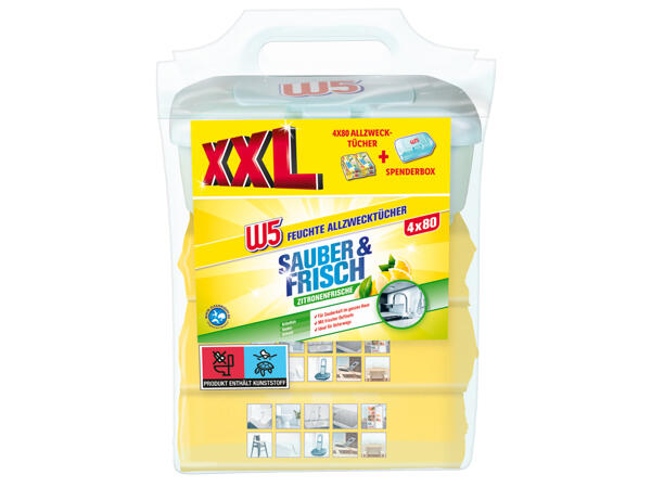 Feuchte Allzwecktücher 4x 80 Stk. + Spenderbox gratis