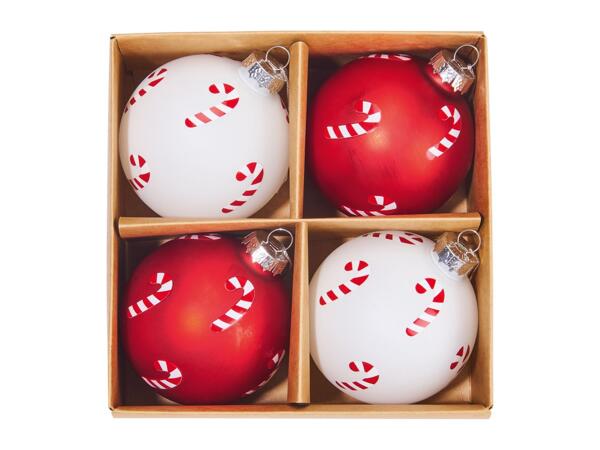 Glass christmas baubles, 4 pieces