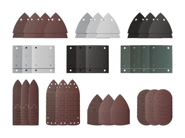 Set de papier abrasif pour ponceuses pentaélectriques/ponceuses multidirectionnelles/ponceuses excentriques