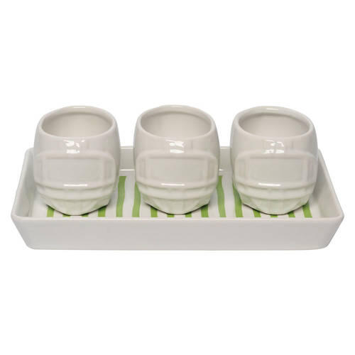 Ceramic Helmet Bowls with Serving Tray