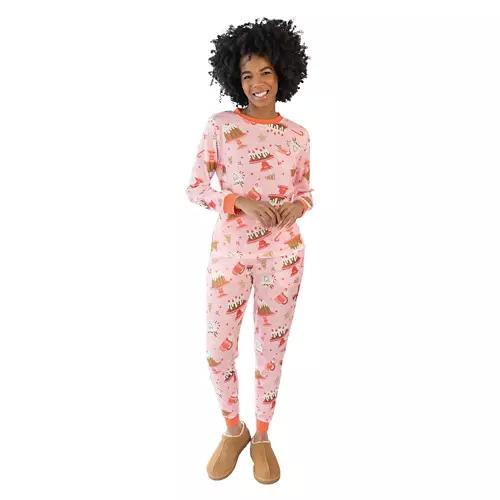 2 Piece Ladies Thermal Pajama Set - Pink, XL