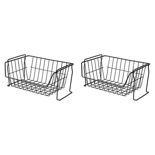 2 Pack Stackable Baskets, Black