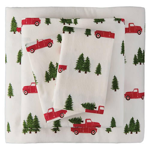 Queen Size Flannel Sheet Set - Trucks