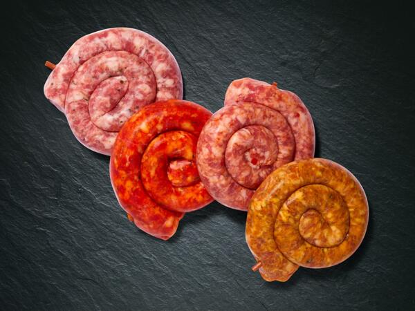 Salsicce arrotolate da grigliare assortite