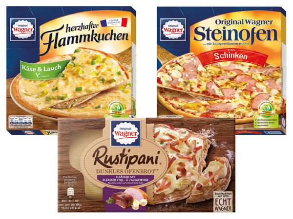 WAGNER Original Steinofen Pizza, Rustipani oder herzhafter Flammkuchen