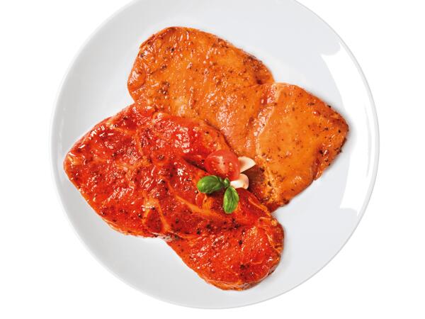 Frische Karree- oder Schopfsteaks mariniert