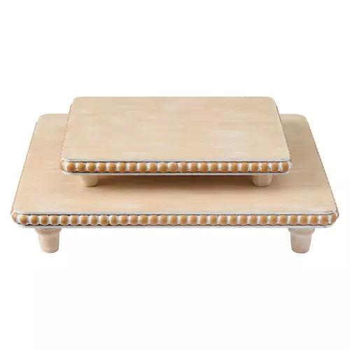 Rectangle Shaped Tiered Trays, Natural